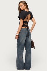 Salie Back Cutout Flutter Top