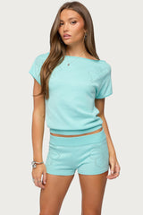 Noey Rhinestone Pointelle Knit Top