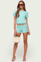 Noey Rhinestone Pointelle Knit Micro Shorts