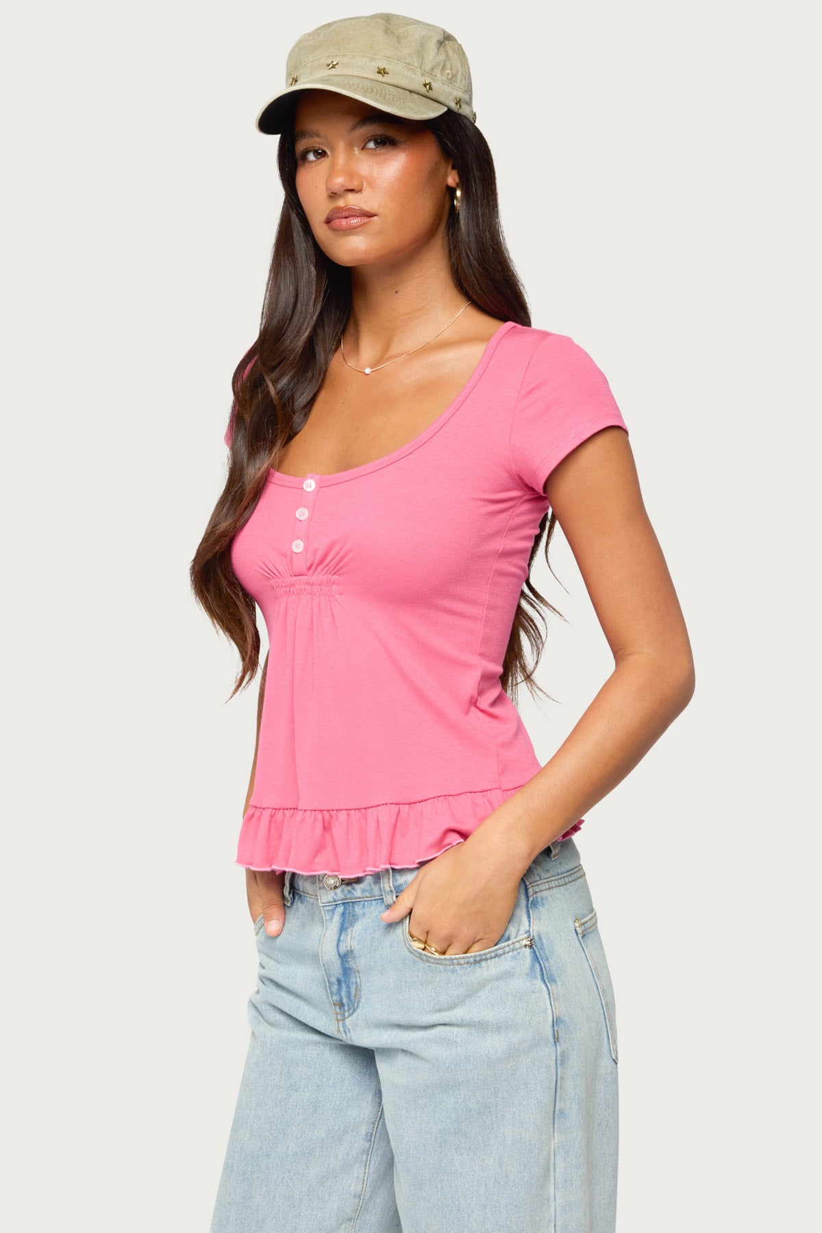 Liliannah Ruffle Babydoll Top
