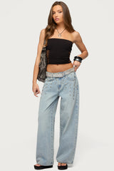 Oaklie Studded Low Rise Baggy Jeans
