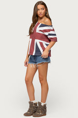 Union Jack Off Shoulder T Shirt