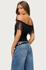 Catelina Fringe Off Shoulder Top