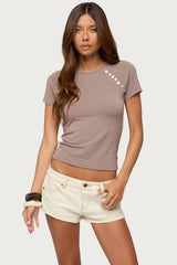 Rowan Iridescent Button Raglan T Shirt