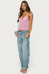 Klio Sequin Chiffon Babydoll Top