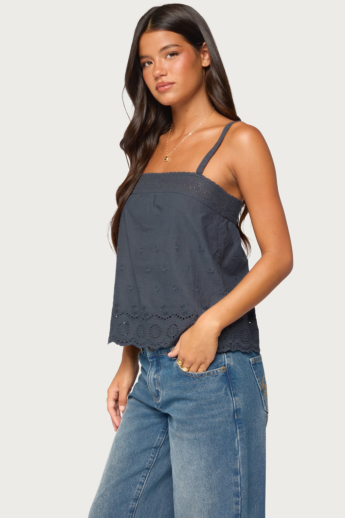 Esma Scalloped Eyelet Top