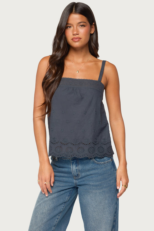 Esma Scalloped Eyelet Top