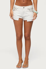 Gia Stone Low Rise Micro Denim Shorts
