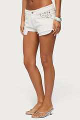 Gia Stone Low Rise Micro Denim Shorts