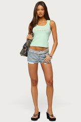 Star Studded Denim Micro Shorts