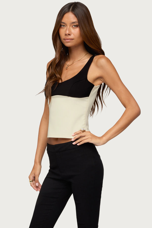 Clarinda Contrast Woven Tank Top