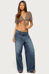 Micky Tie V Neck Crop Top