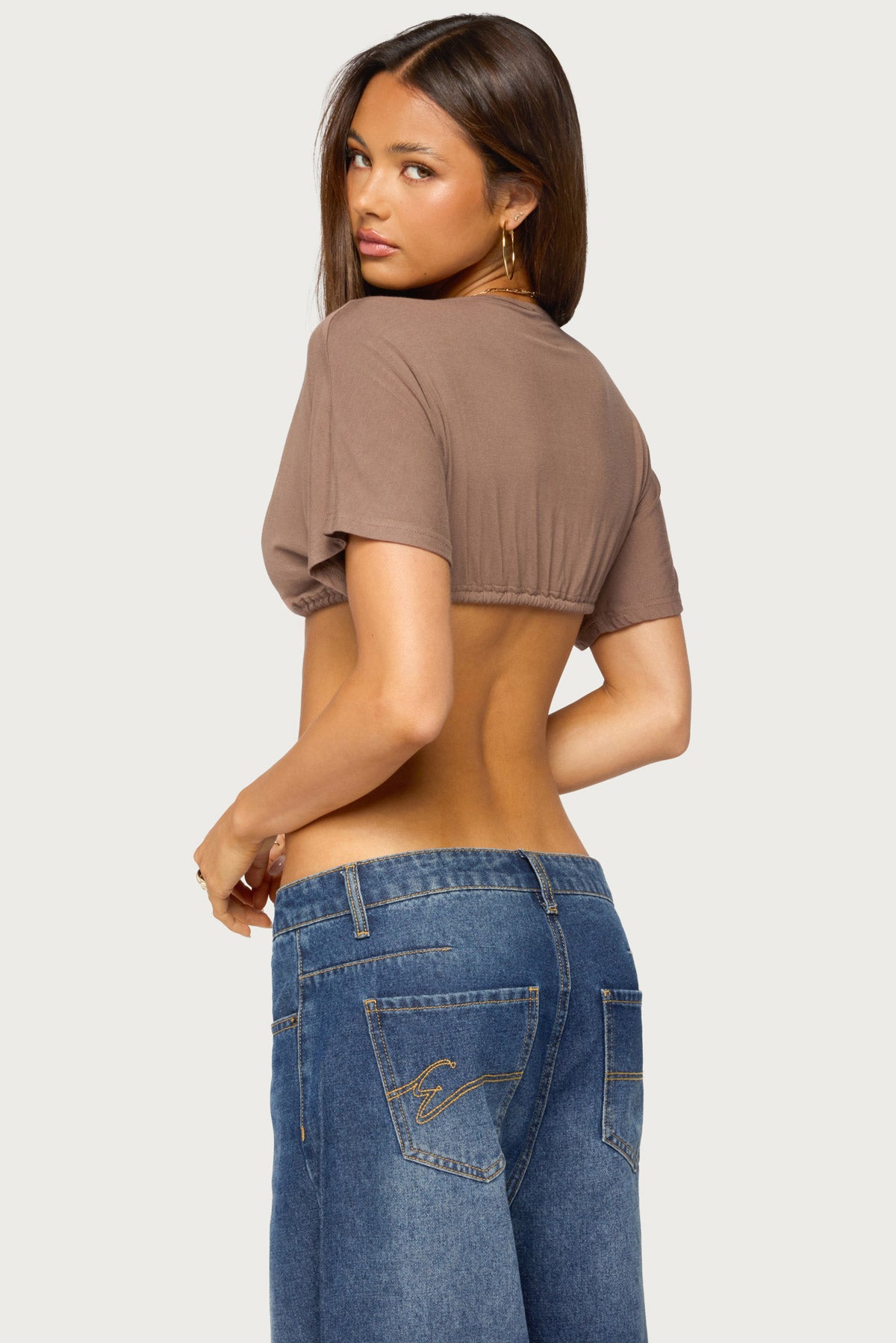Micky Tie V Neck Crop Top
