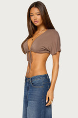 Micky Tie V Neck Crop Top