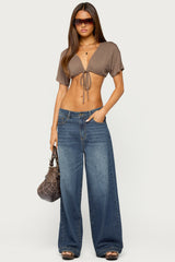 Micky Tie V Neck Crop Top