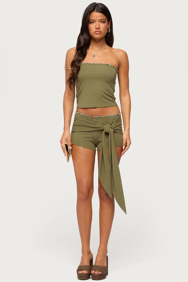 Monroah Bead Strapless Top