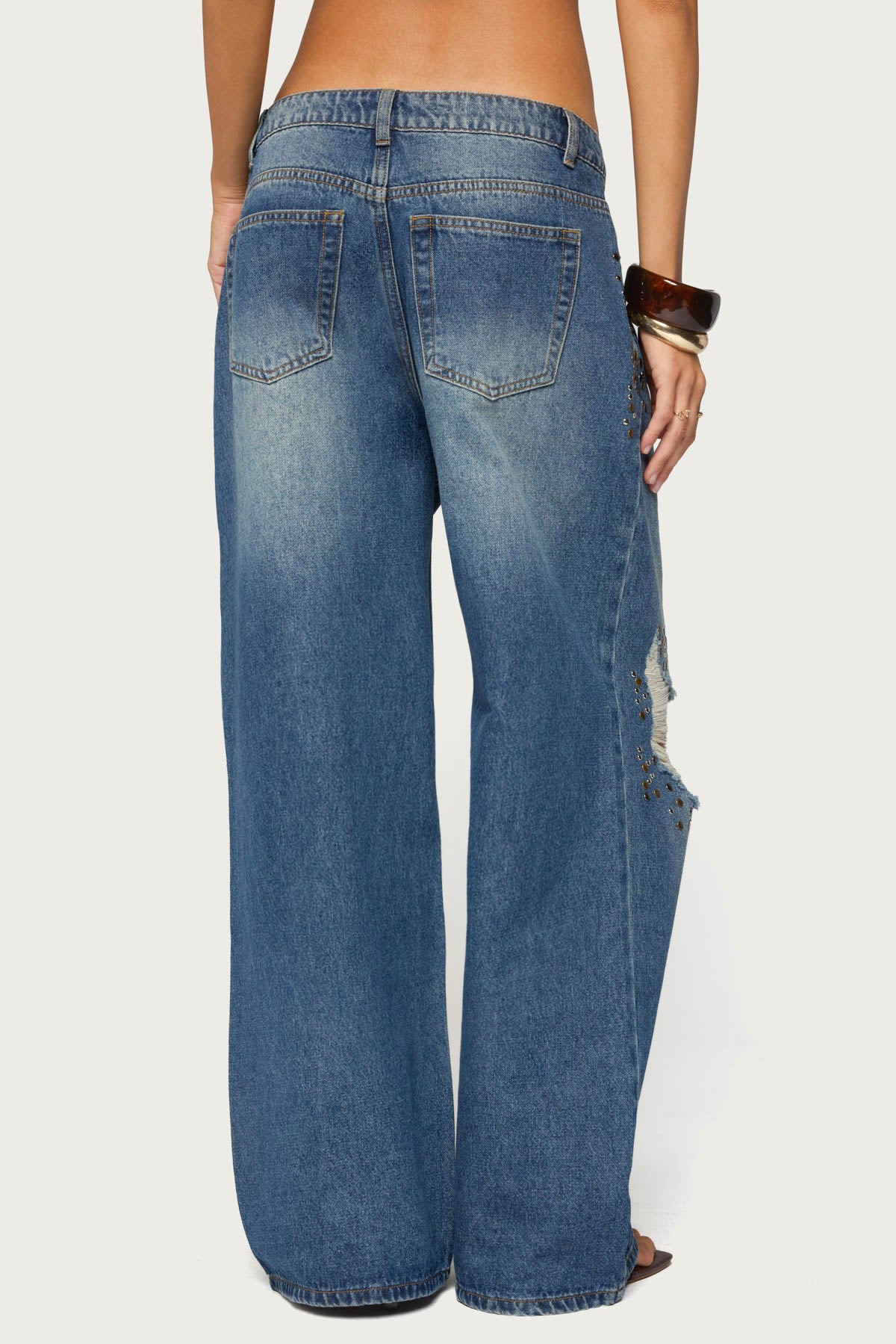 Eunia Studded Low Rise Baggy Jeans