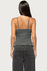 Kova Striped V Neck Babydoll Top