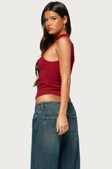 Darby High Neck Keyhole Top