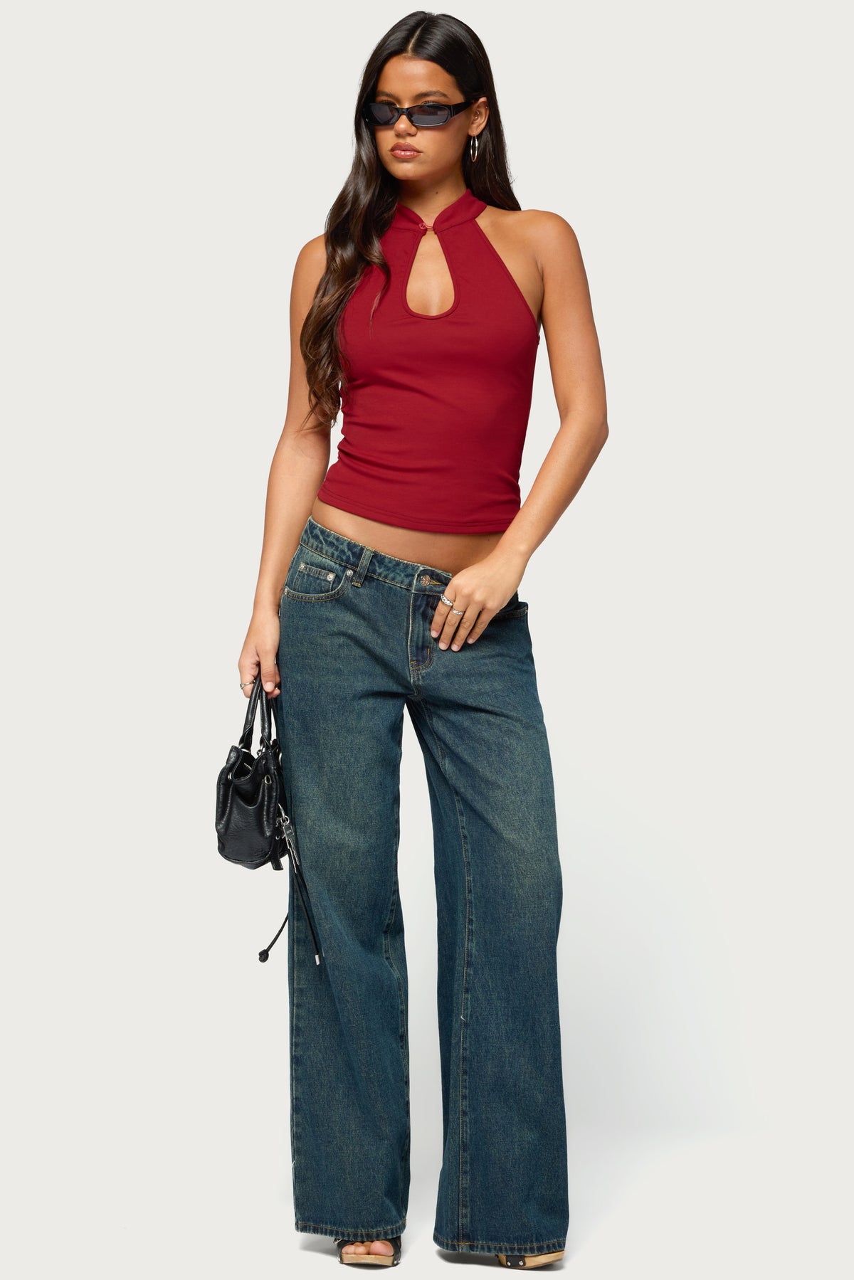 Darby High Neck Keyhole Top