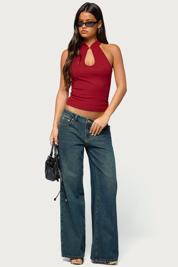 Darby High Neck Keyhole Top