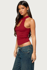 Darby High Neck Keyhole Top