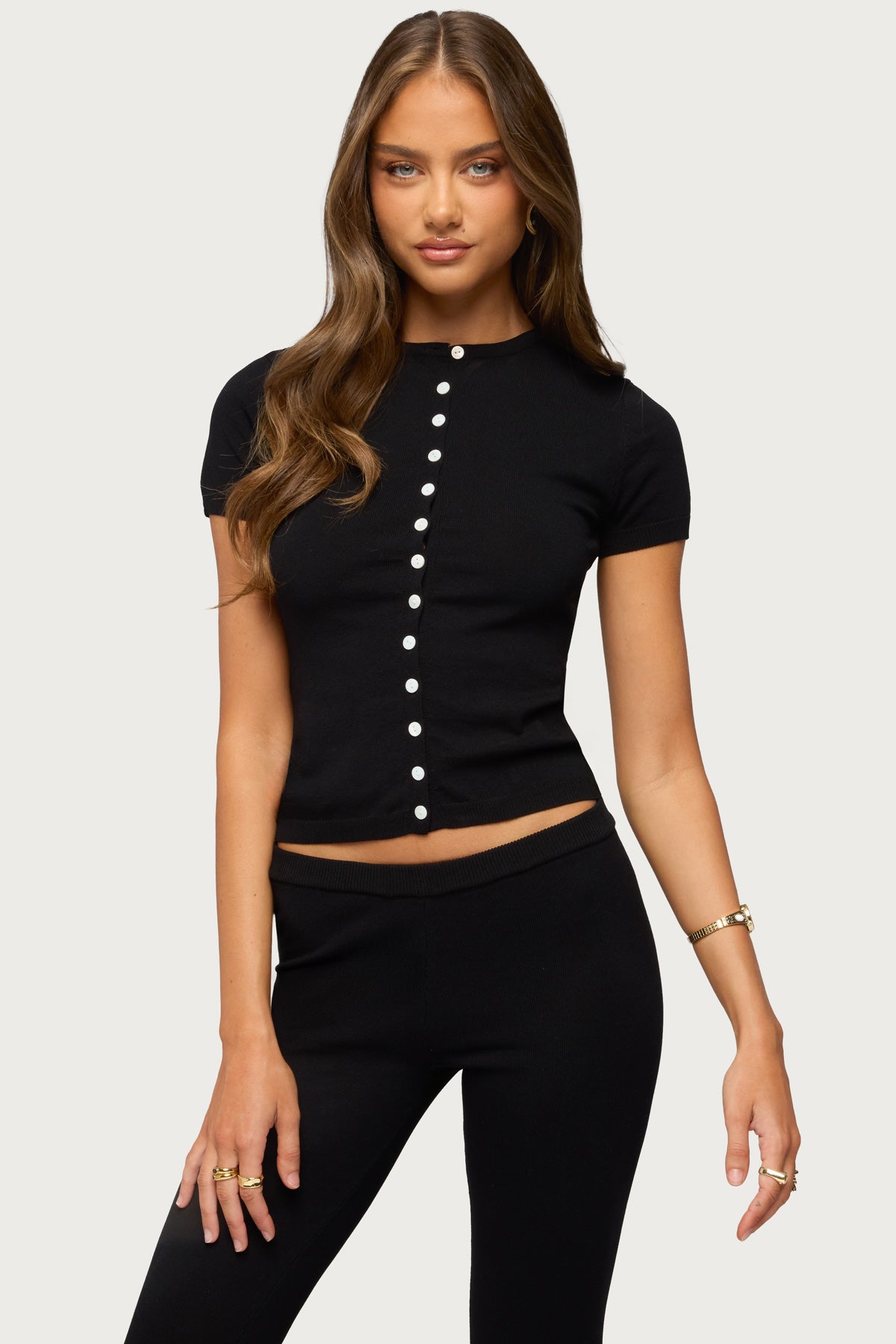 Vanessa Button Up Knit Top – edikted