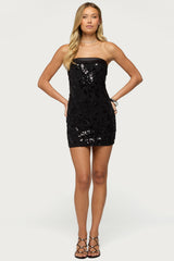 Arletta Foldover Bead & Sequin Mini Dress