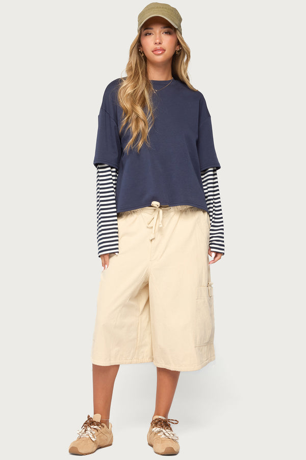 Nacie Layered Stripey Long Sleeve T Shirt