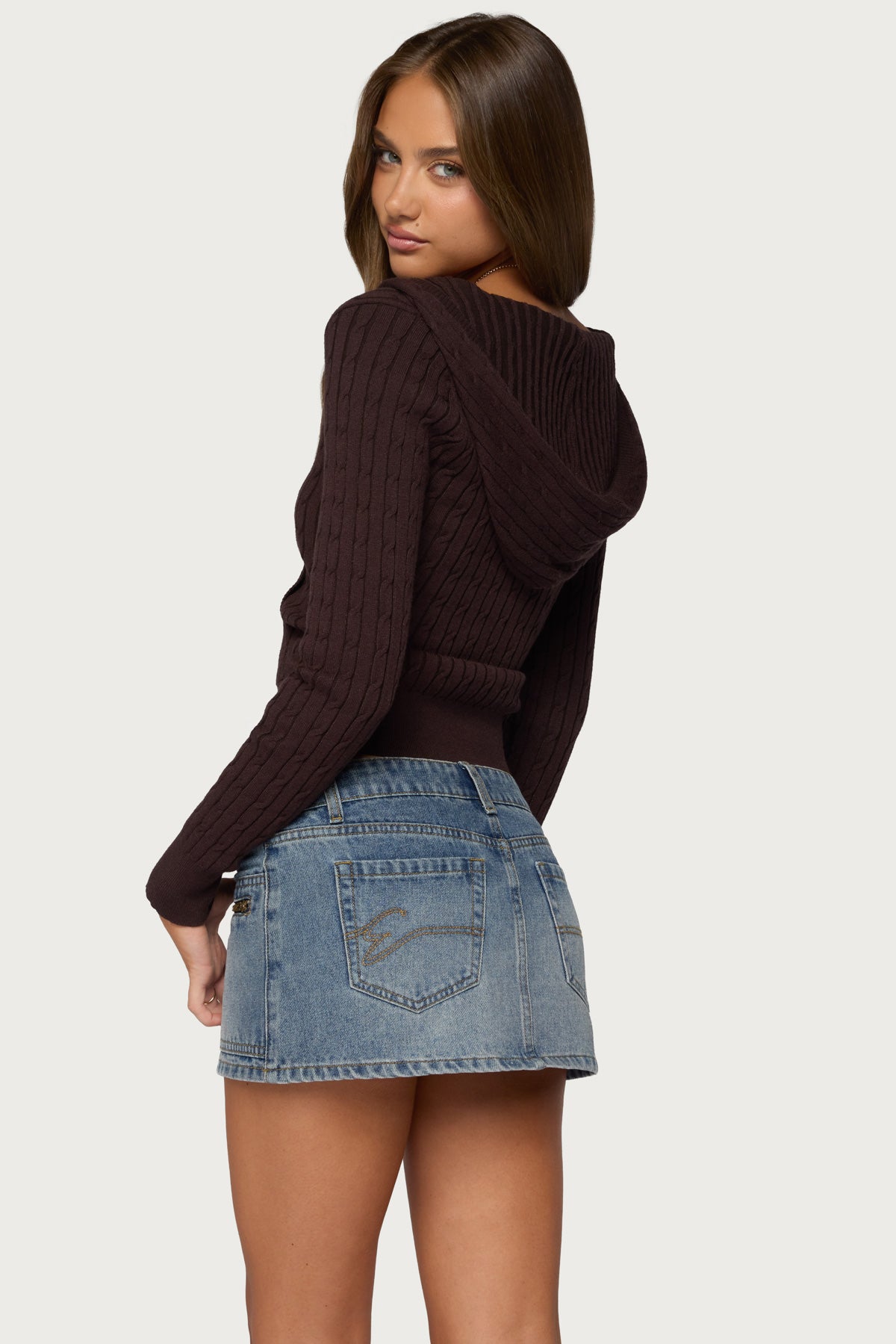 Kimani Cable Knit Hooded Sweater