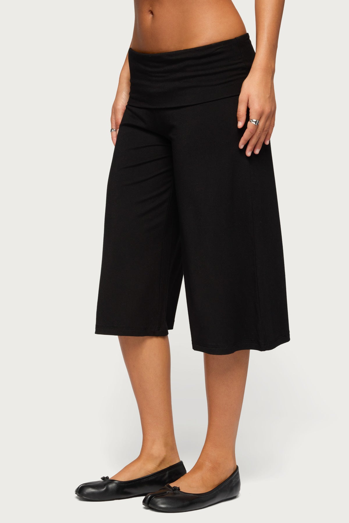 Shirly Wide Leg Foldover Capri Pants