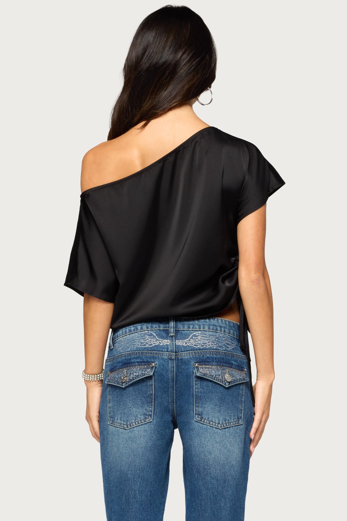 Jori Off Shoulder Satin Effect Top