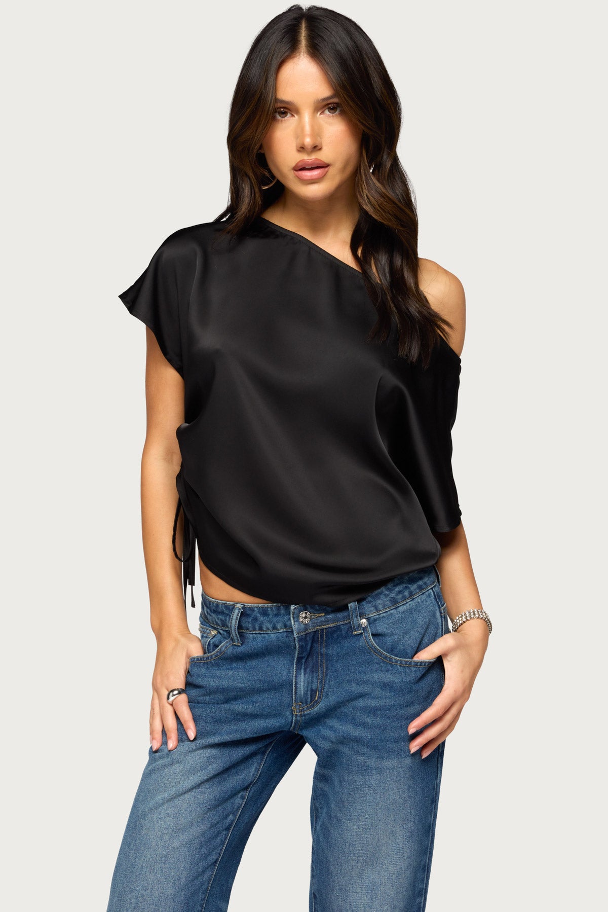 Jori Off Shoulder Satin Effect Top