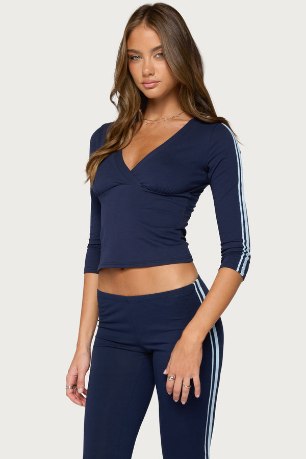 Danie Stripey Three-Quarter Sleeve Top