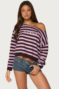 Edikted Campus Striped Knit Sweater