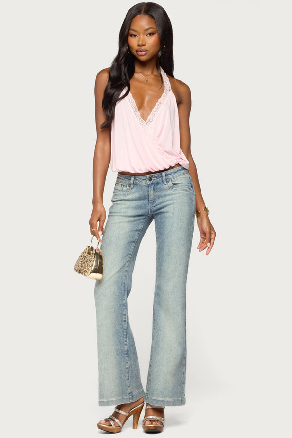 Eilen Lacey Wrap Halter Top