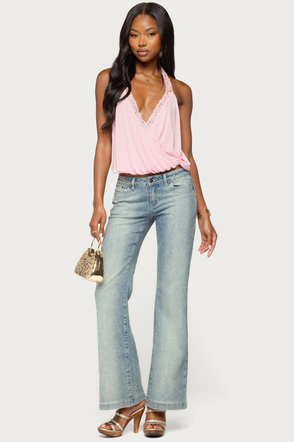 Eilen Lacey Wrap Halter Top