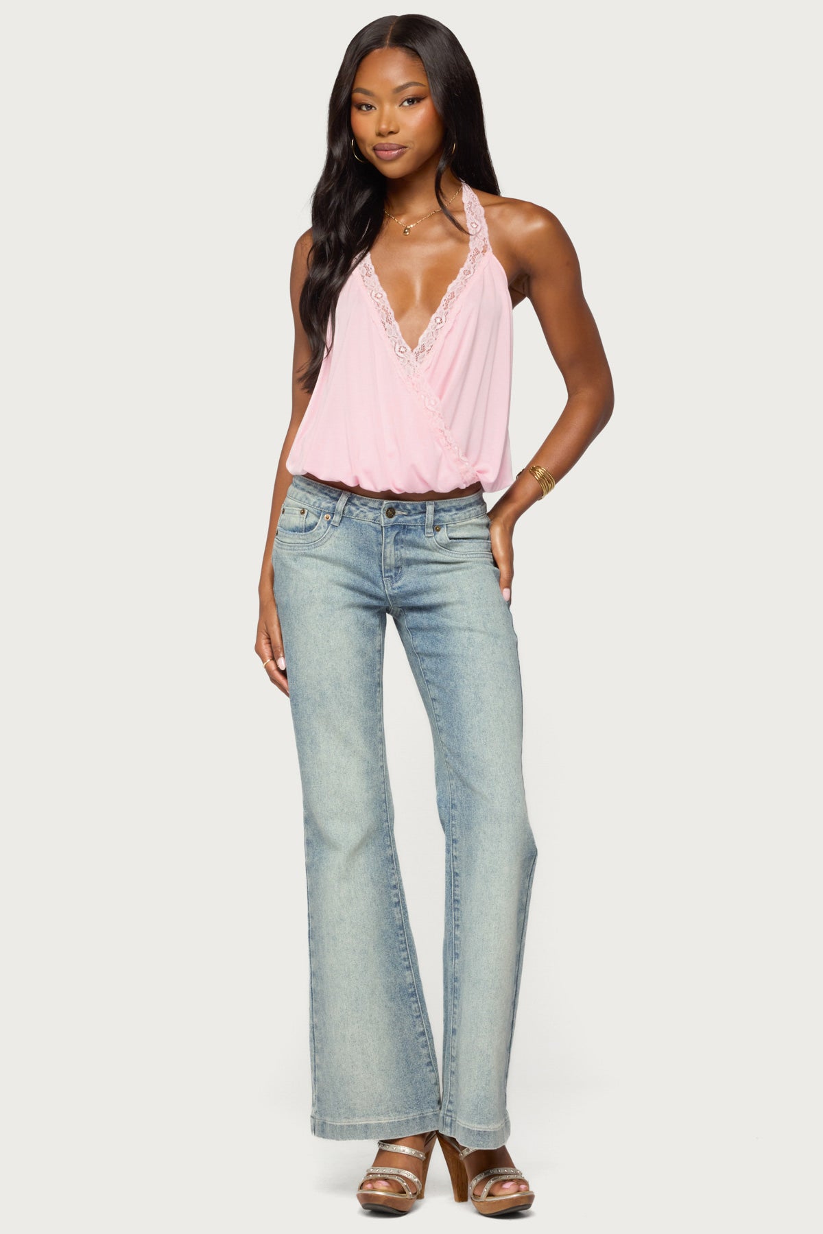 Eilen Lacey Wrap Halter Top