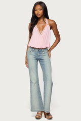 Eilen Lacey Wrap Halter Top