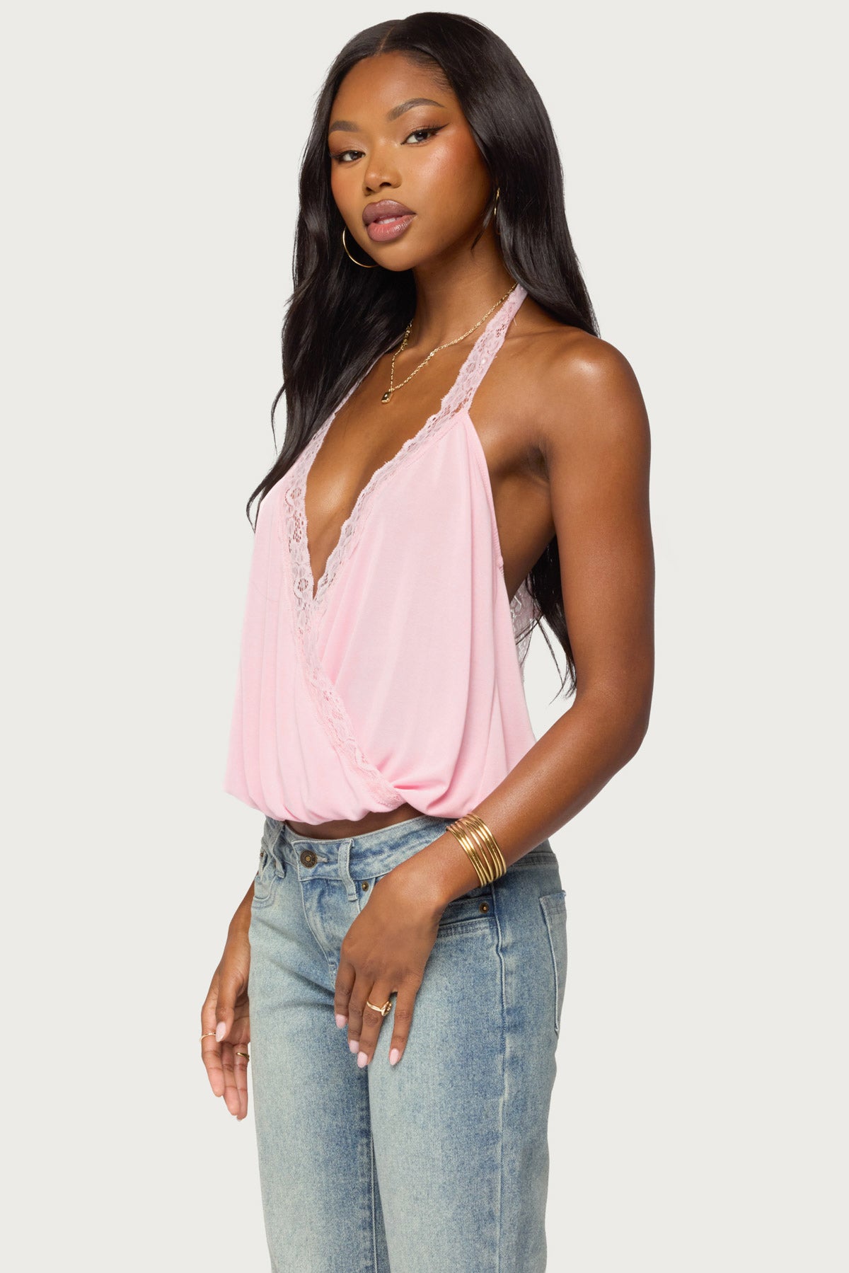 Eilen Lacey Wrap Halter Top