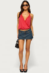 Eilen Lacey Wrap Halter Top