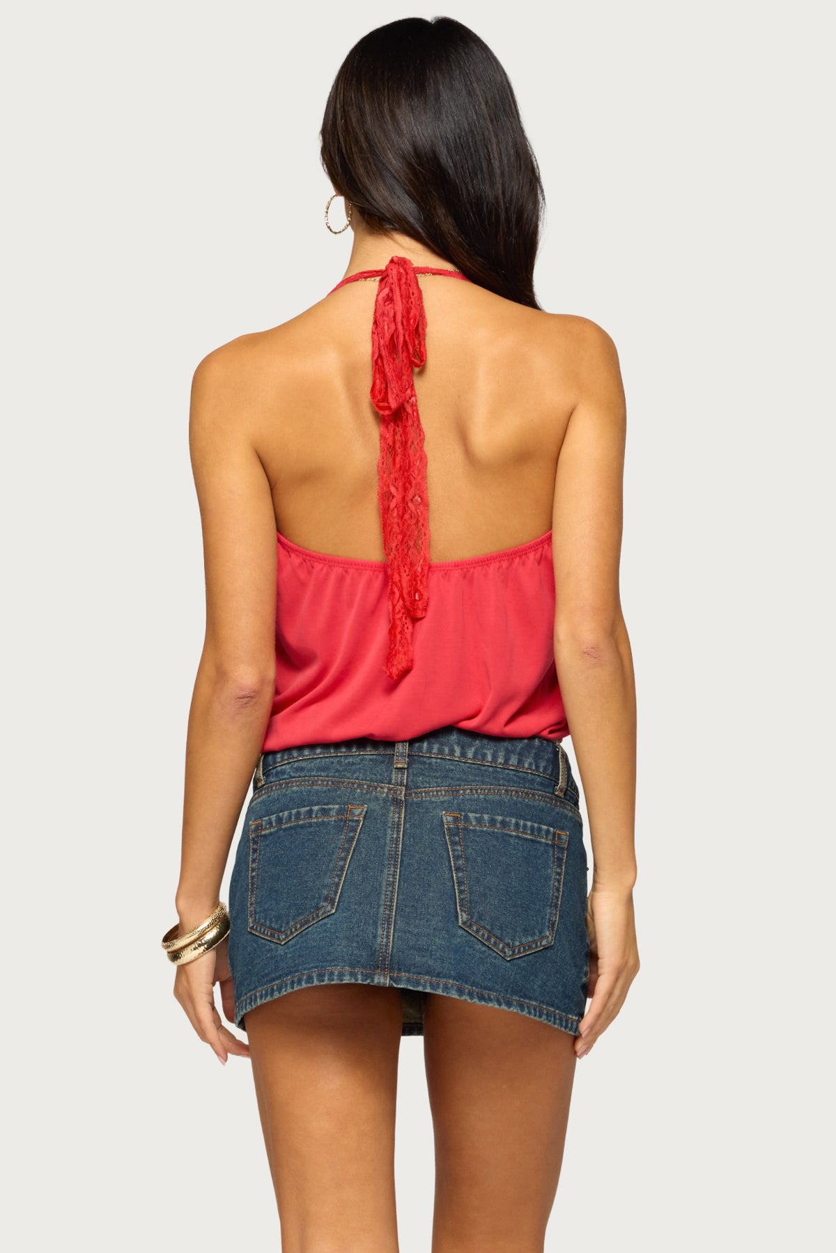 Eilen Lacey Wrap Halter Top
