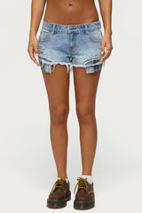 Catrine Plaid Pocket Denim Shorts