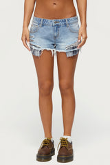 Catrine Plaid Pocket Denim Shorts