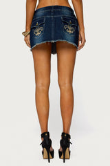 Dreya Embroidered Pocket Denim Mini Skirt