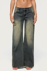 Noor Distressed Low Rise Baggy Jeans