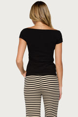 Calie Off Shoulder V Neck Top