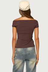 Calie Off Shoulder V Neck Top