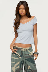Calie Off Shoulder V Neck Top