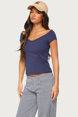 Calie Off Shoulder V Neck Top